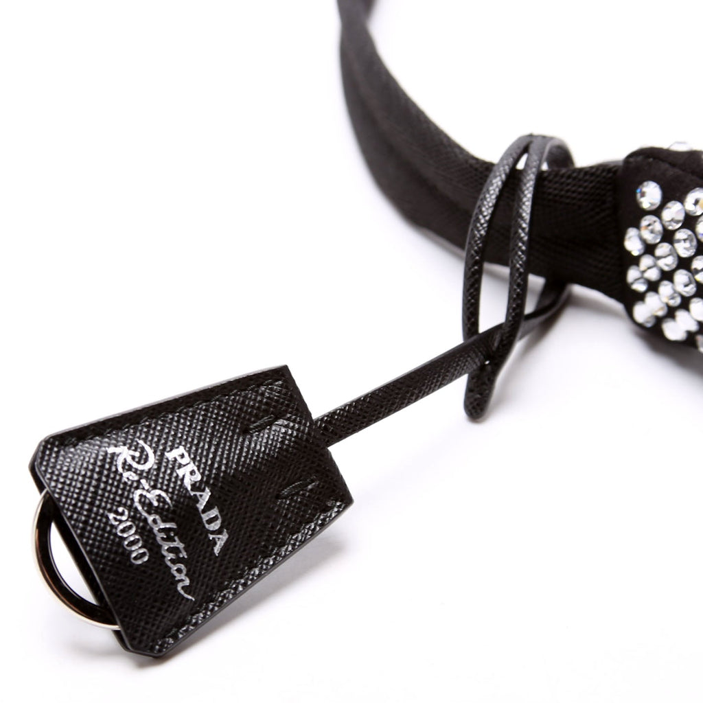 Prada 1BC515 Satin Crystal Re-Edition 2000 Mini Bag Black