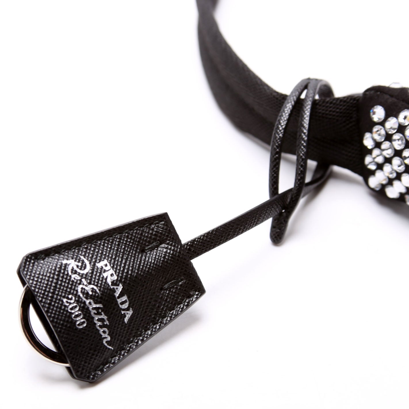 Prada 1BC515 Satin Crystal Re-Edition 2000 Mini Bag Black