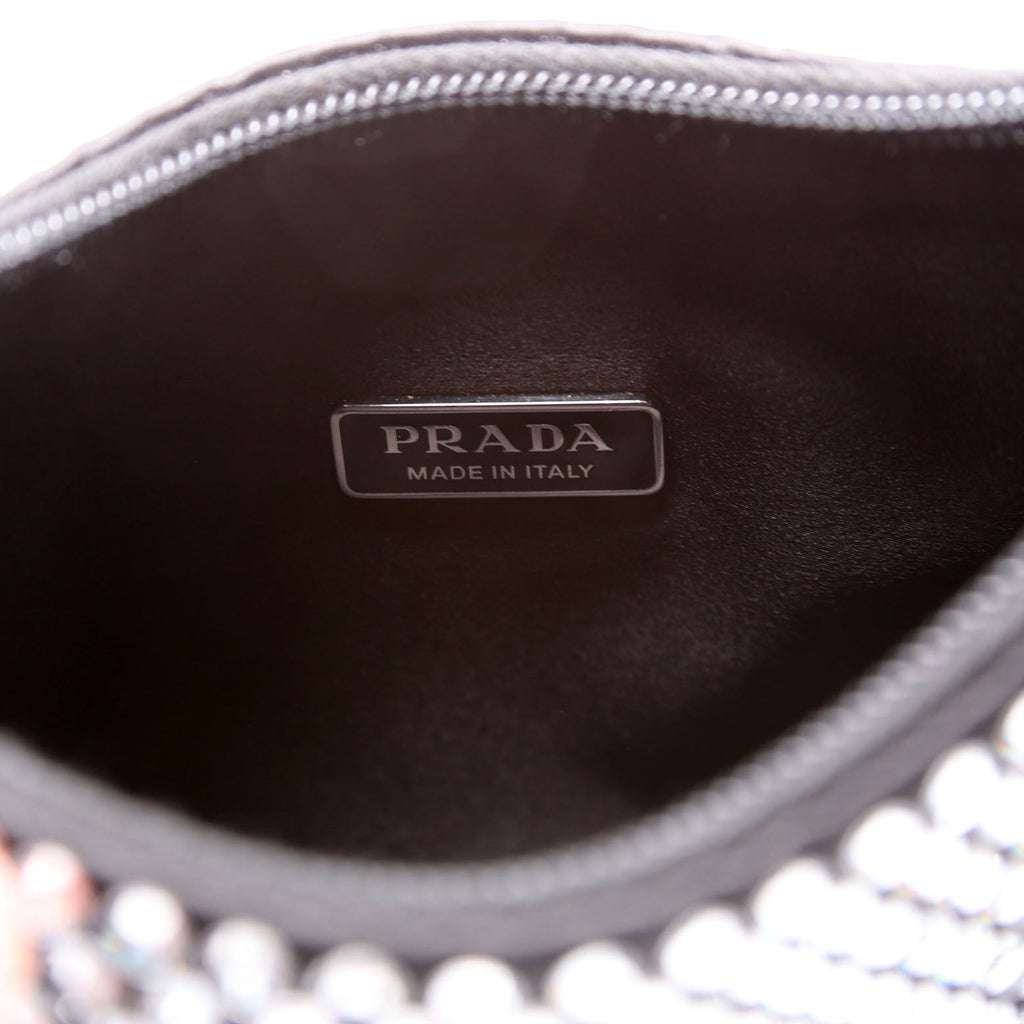 Prada 1BC515 Satin Crystal Re-Edition 2000 Mini Bag Black
