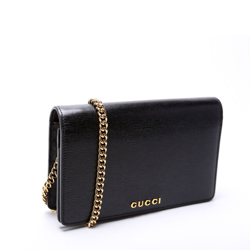 772643 Script Logo Chain Wallet Black