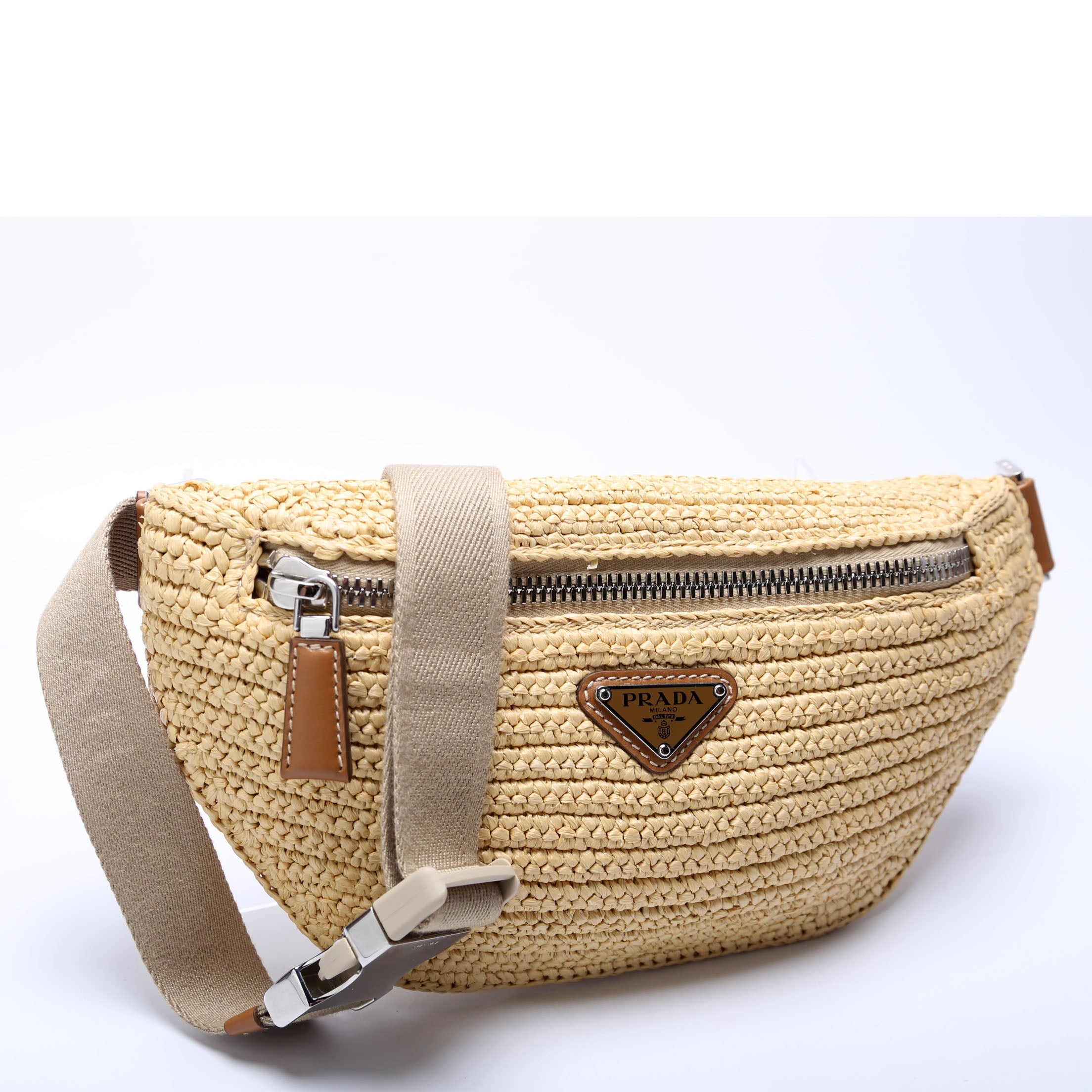 Prada Natural Crochet Belt Bag Beige