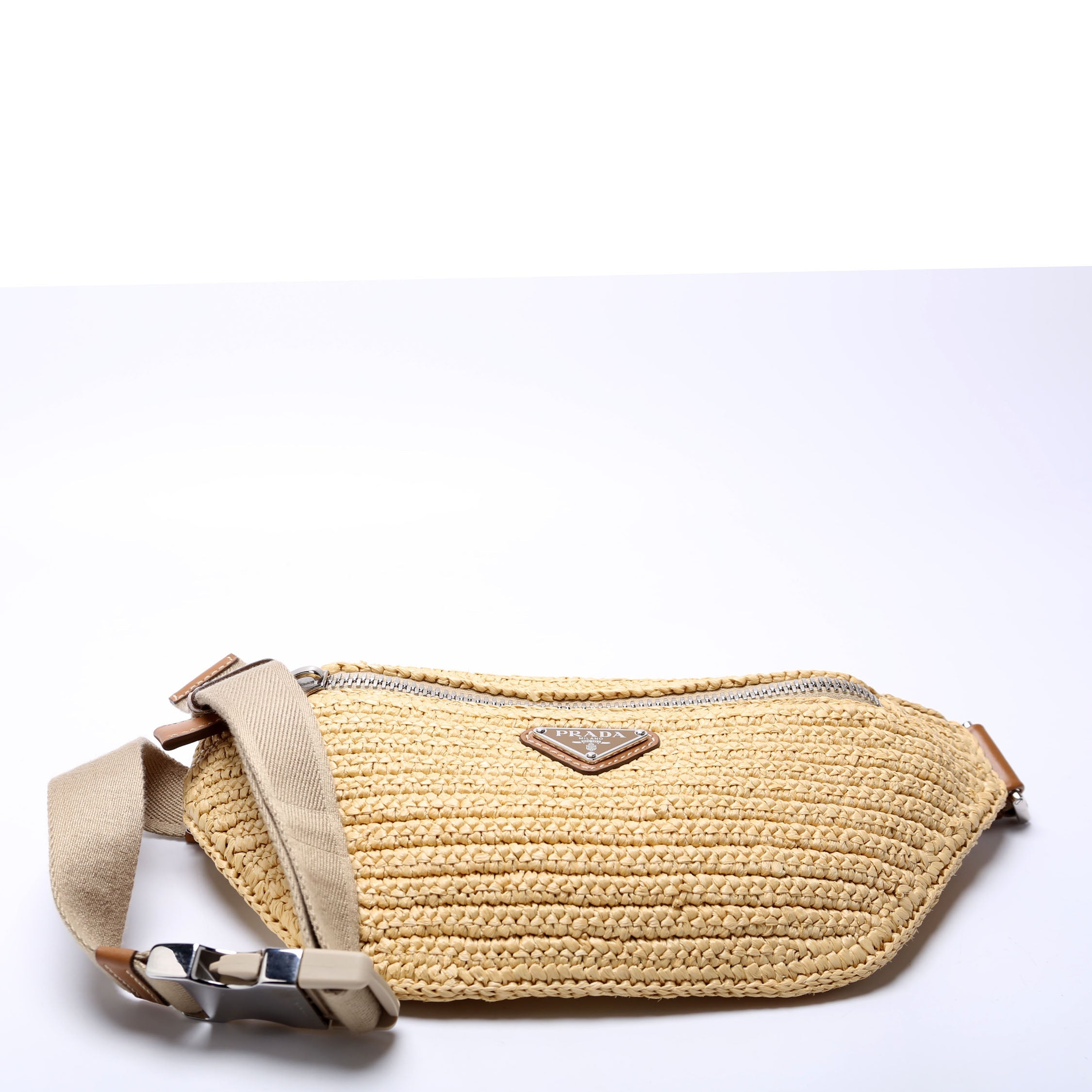 Prada Natural Crochet Belt Bag Beige