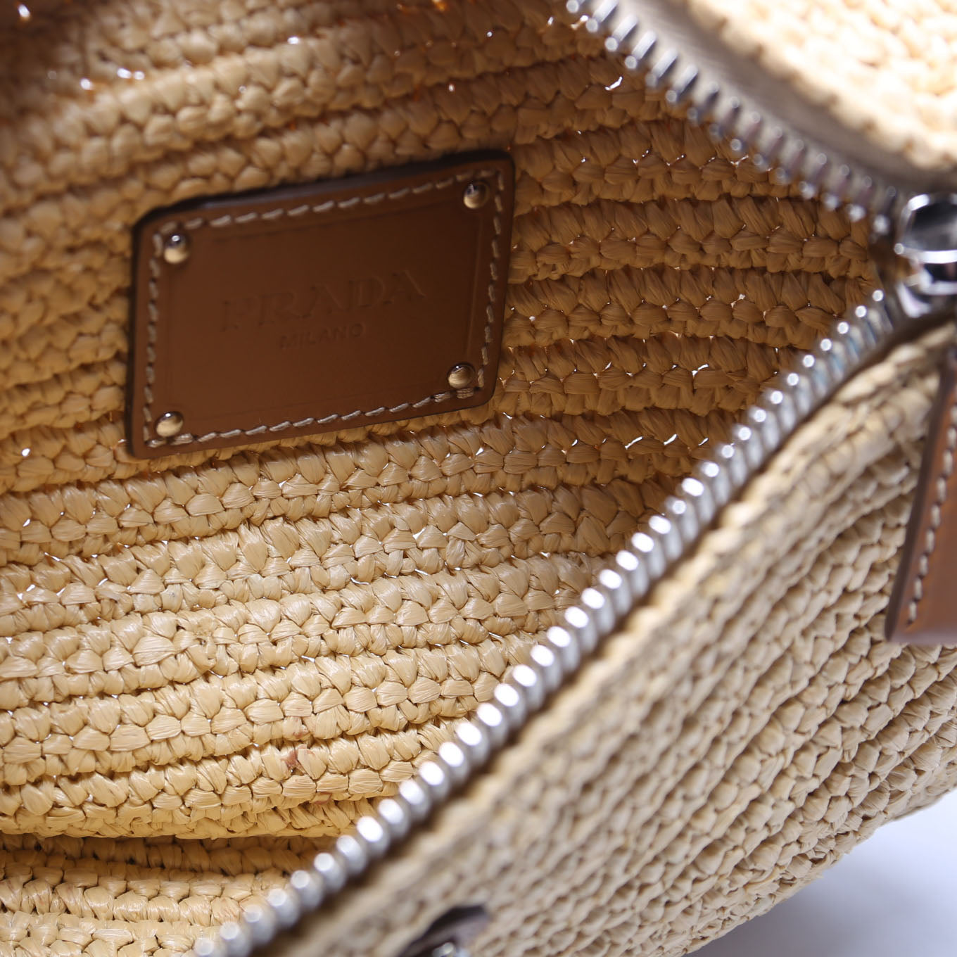 Prada Natural Crochet Belt Bag Beige