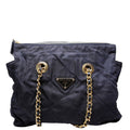 Nylon Tessuto Quilted Shoulder Bag Navy/Gold