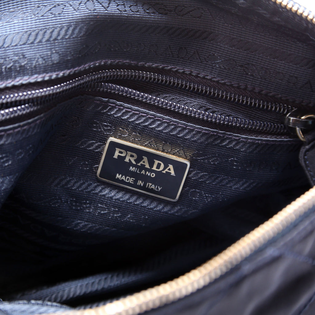 Nylon Tessuto Quilted Shoulder Bag Navy/Gold