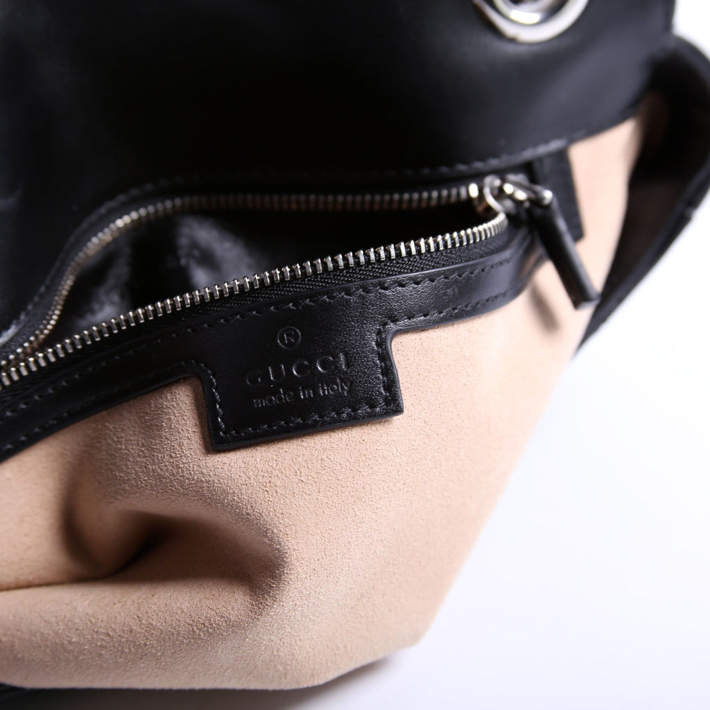 443497 Marmont GG Spiral Stud Calfskin Shoulder Small Flap Black/Silver