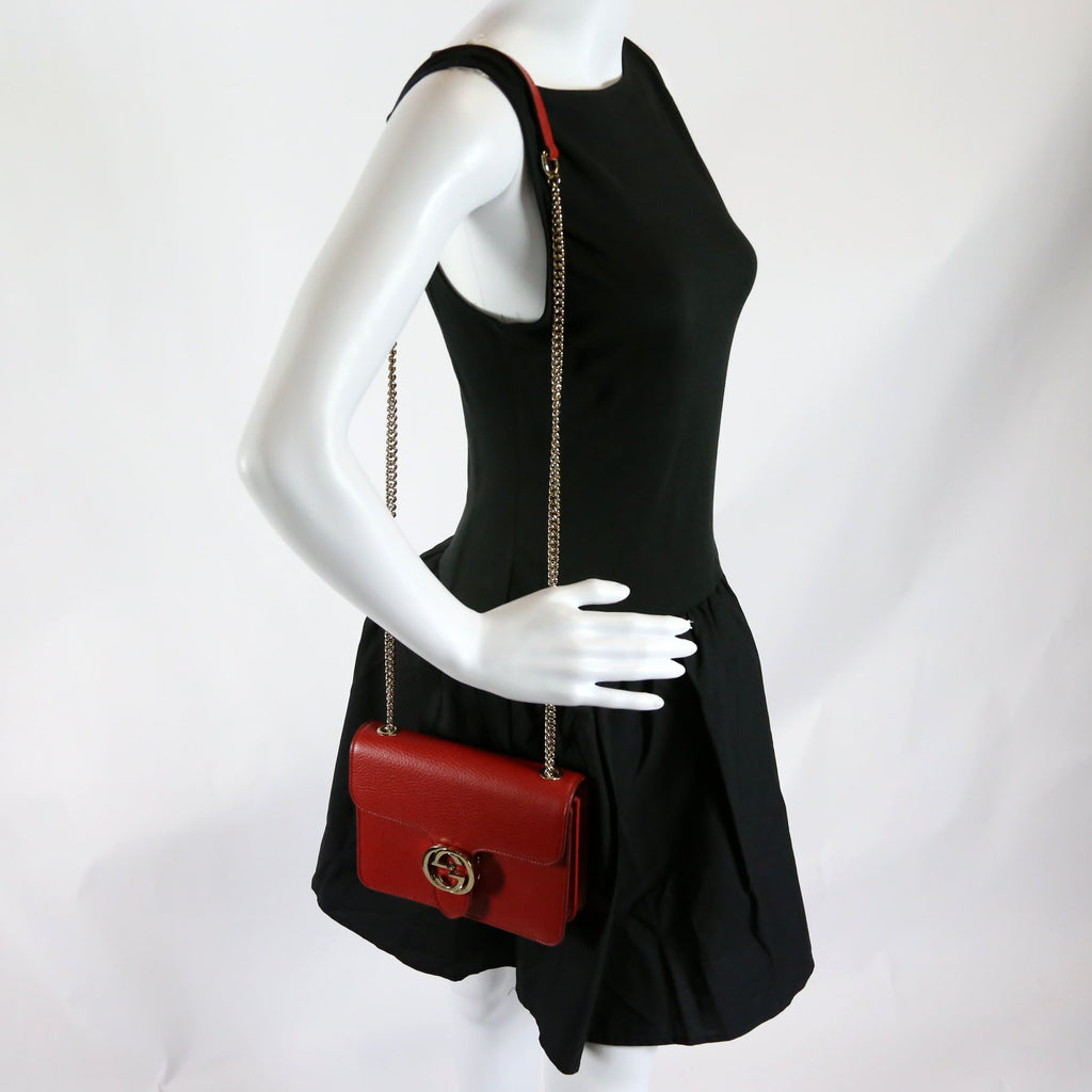 Gucci 510304 Interlocking Small Crossbody Red