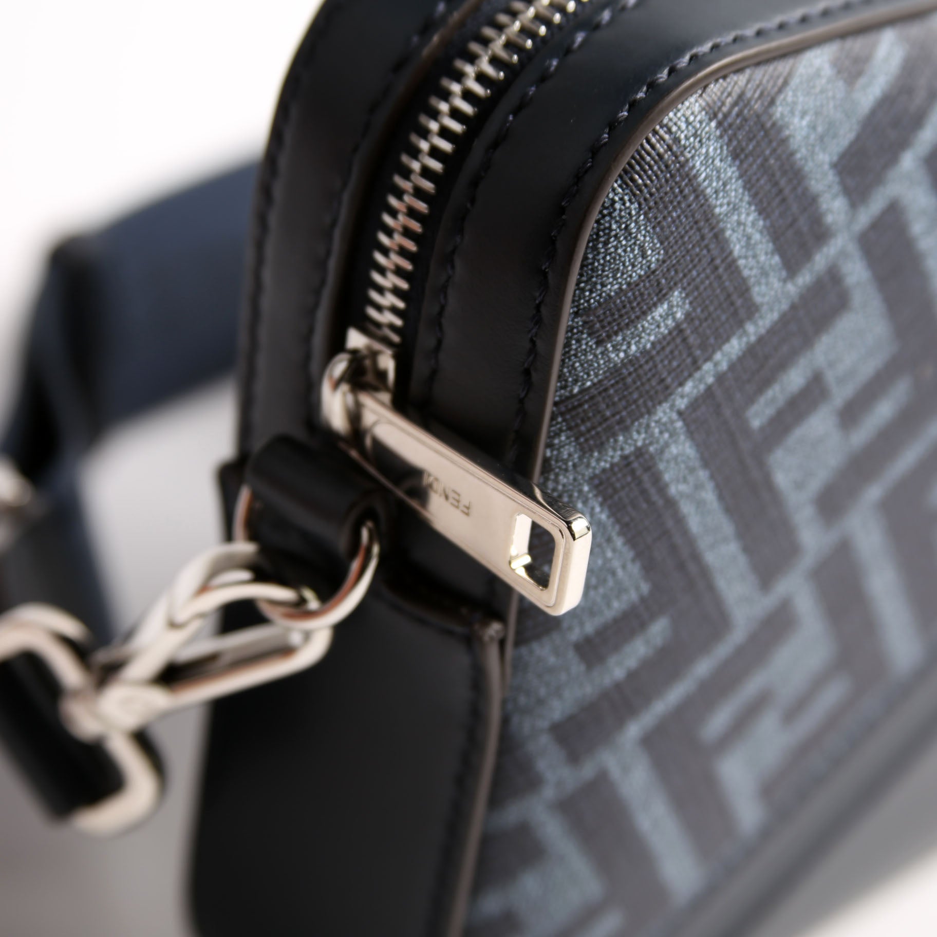 Fendi 7M0286 Zucca/Leather Camera Case Navy