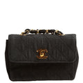 CC Quilted Canvas Extra Mini Flap Bag 1M Vintage Black