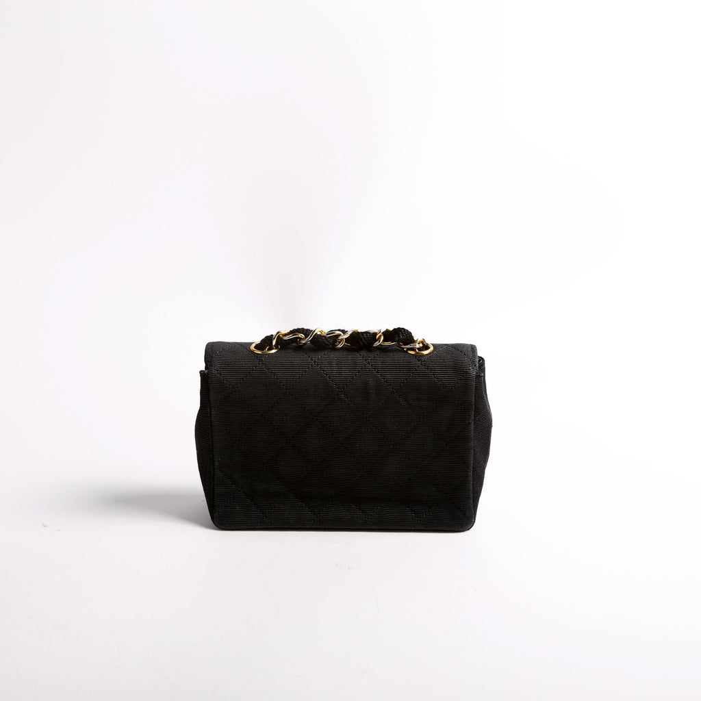 CC Quilted Canvas Extra Mini Flap Bag 1M Vintage Black