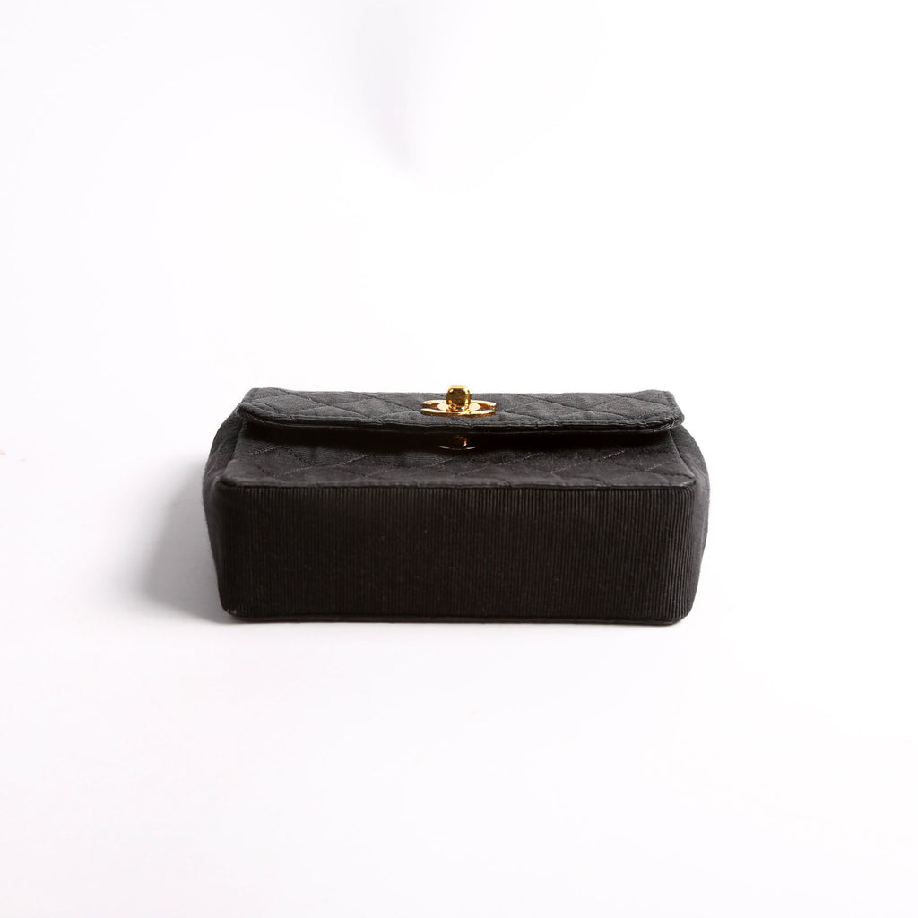 CC Quilted Canvas Extra Mini Flap Bag 1M Vintage Black