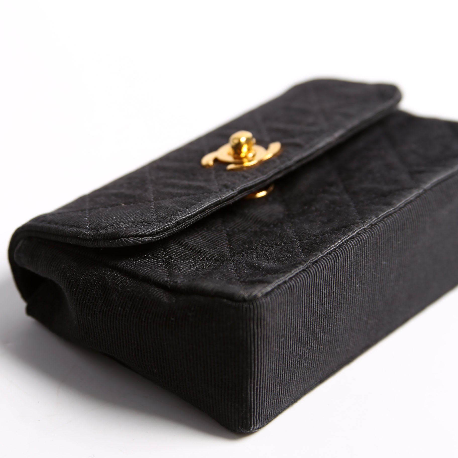 CC Quilted Canvas Extra Mini Flap Bag 1M Vintage Black