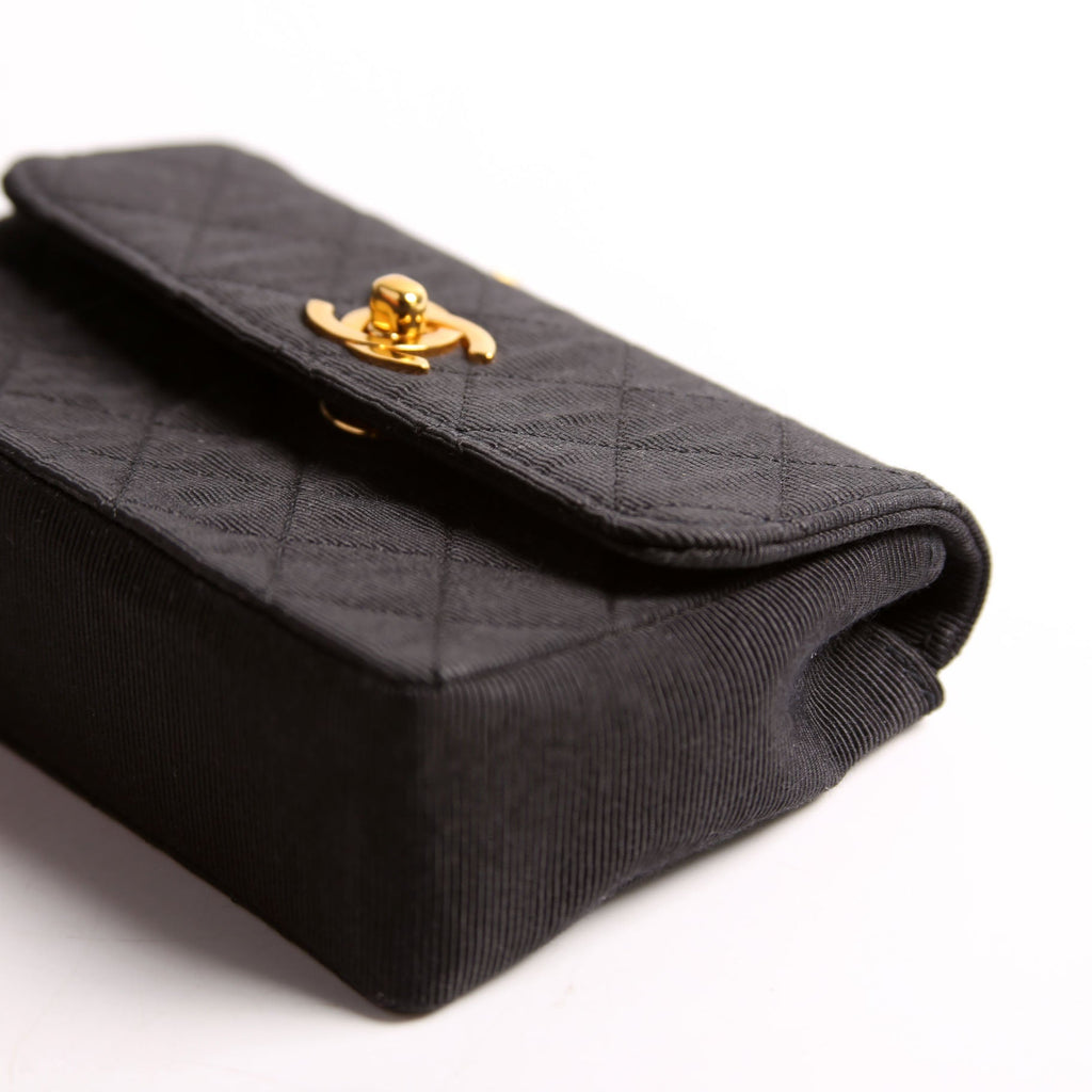 CC Quilted Canvas Extra Mini Flap Bag 1M Vintage Black