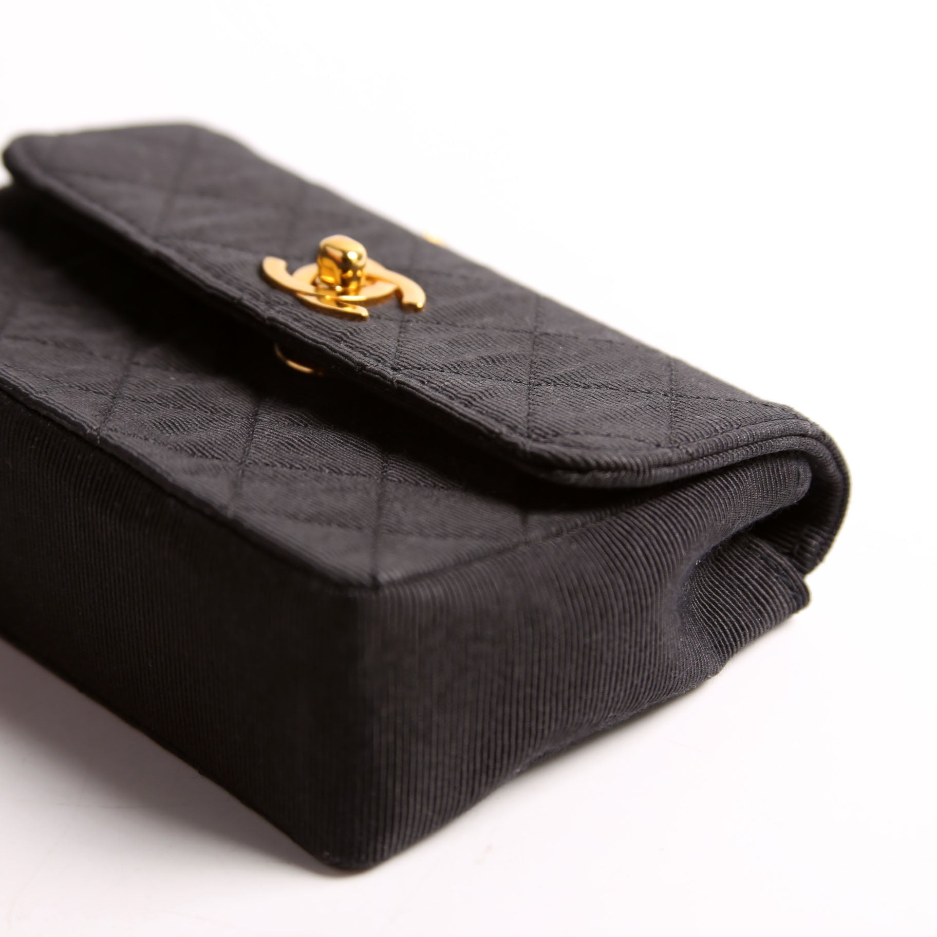 CC Quilted Canvas Extra Mini Flap Bag 1M Vintage Black