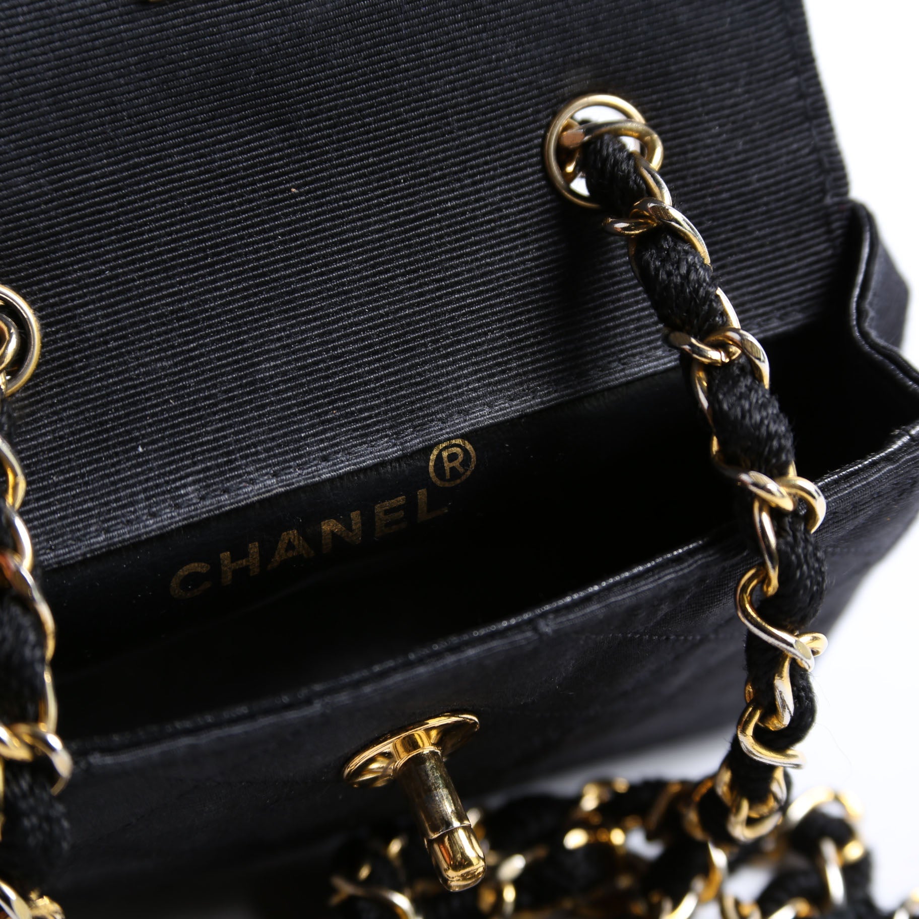 CC Quilted Canvas Extra Mini Flap Bag 1M Vintage Black