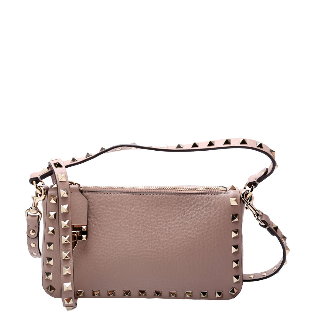 Rockstud Selleria Flip Lock Shoulder Bag Taupe
