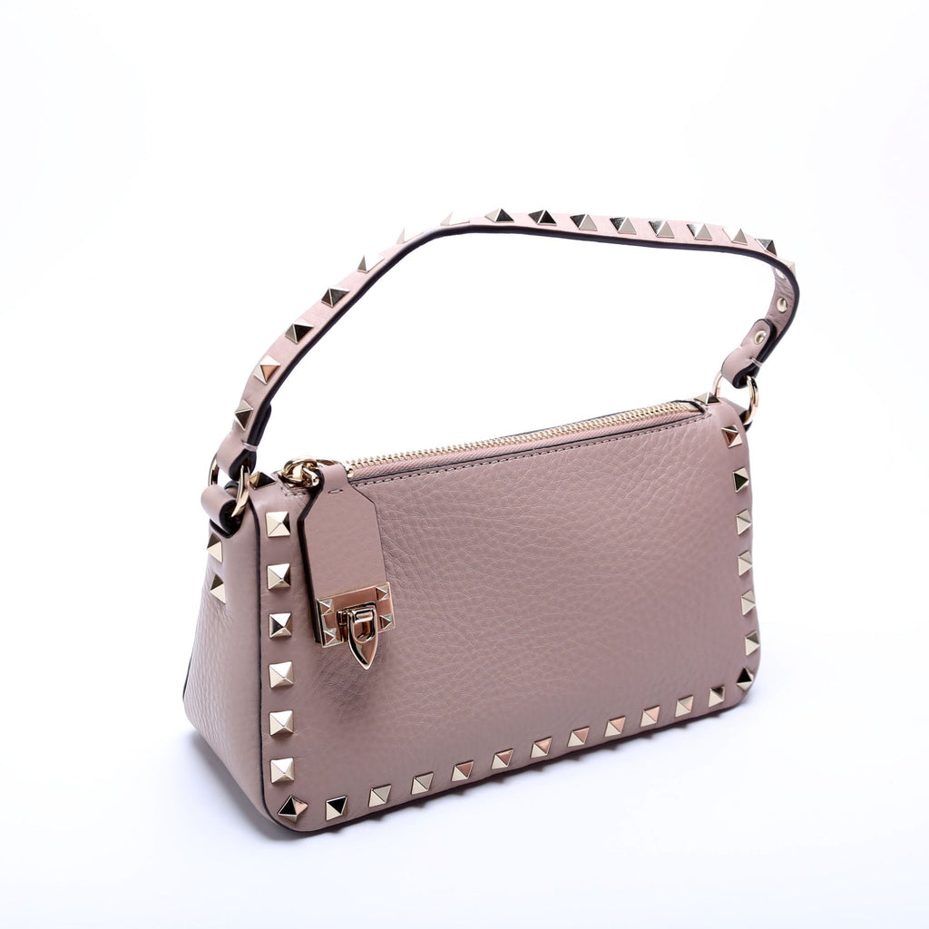 Rockstud Selleria Flip Lock Shoulder Bag Taupe