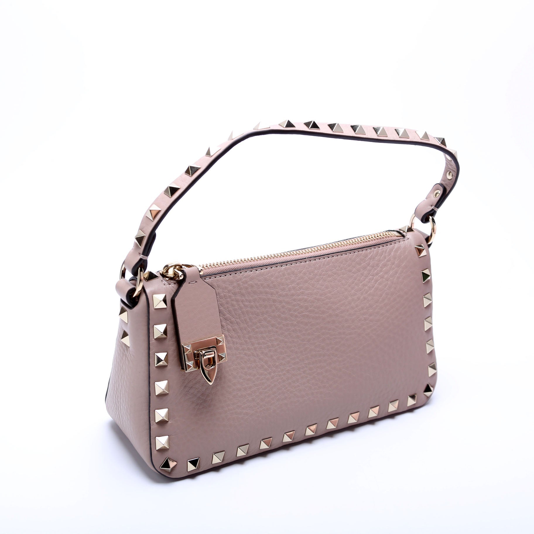 Rockstud Selleria Flip Lock Shoulder Bag Taupe