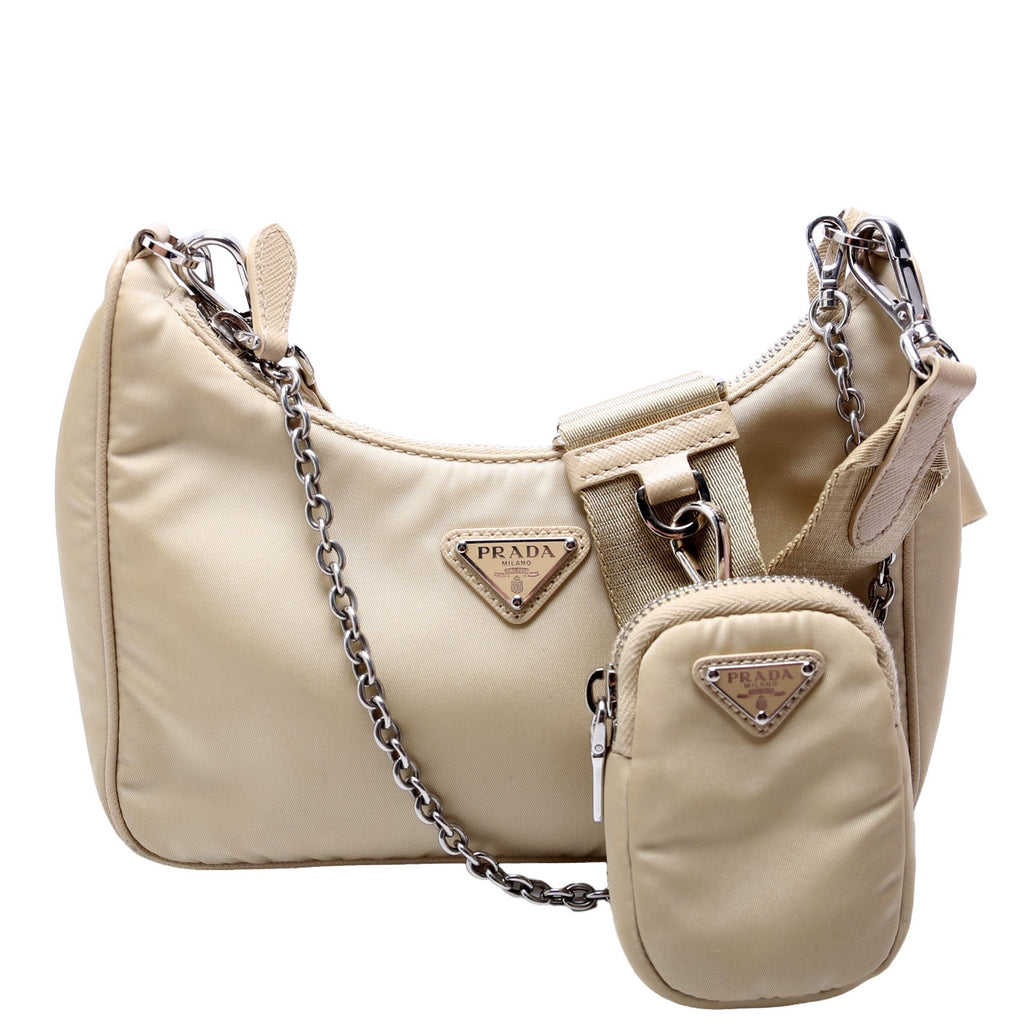 Prada 1BH204 Nylon Re-Edition 2005 Shoulder Bag Sand