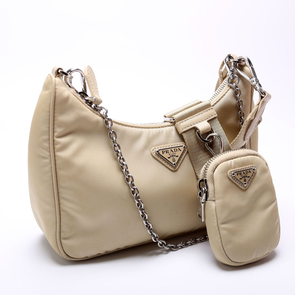 Prada 1BH204 Nylon Re-Edition 2005 Shoulder Bag Sand