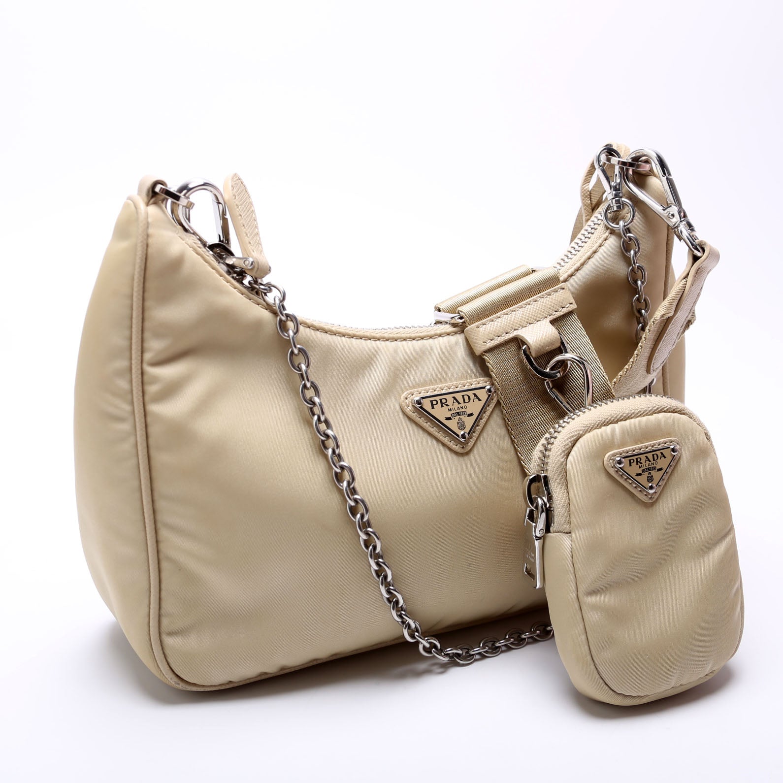 Prada 1BH204 Nylon Re-Edition 2005 Shoulder Bag Sand