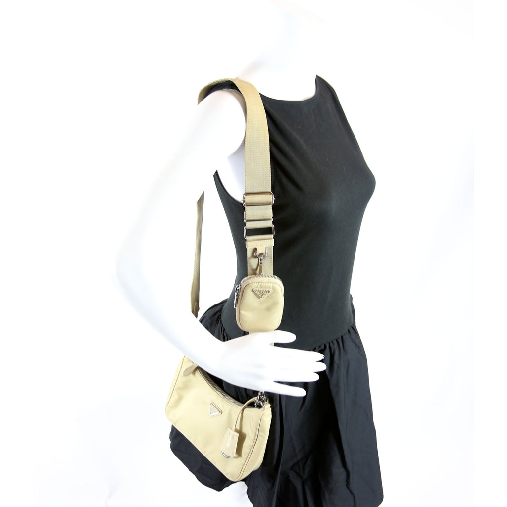Prada 1BH204 Nylon Re-Edition 2005 Shoulder Bag Sand