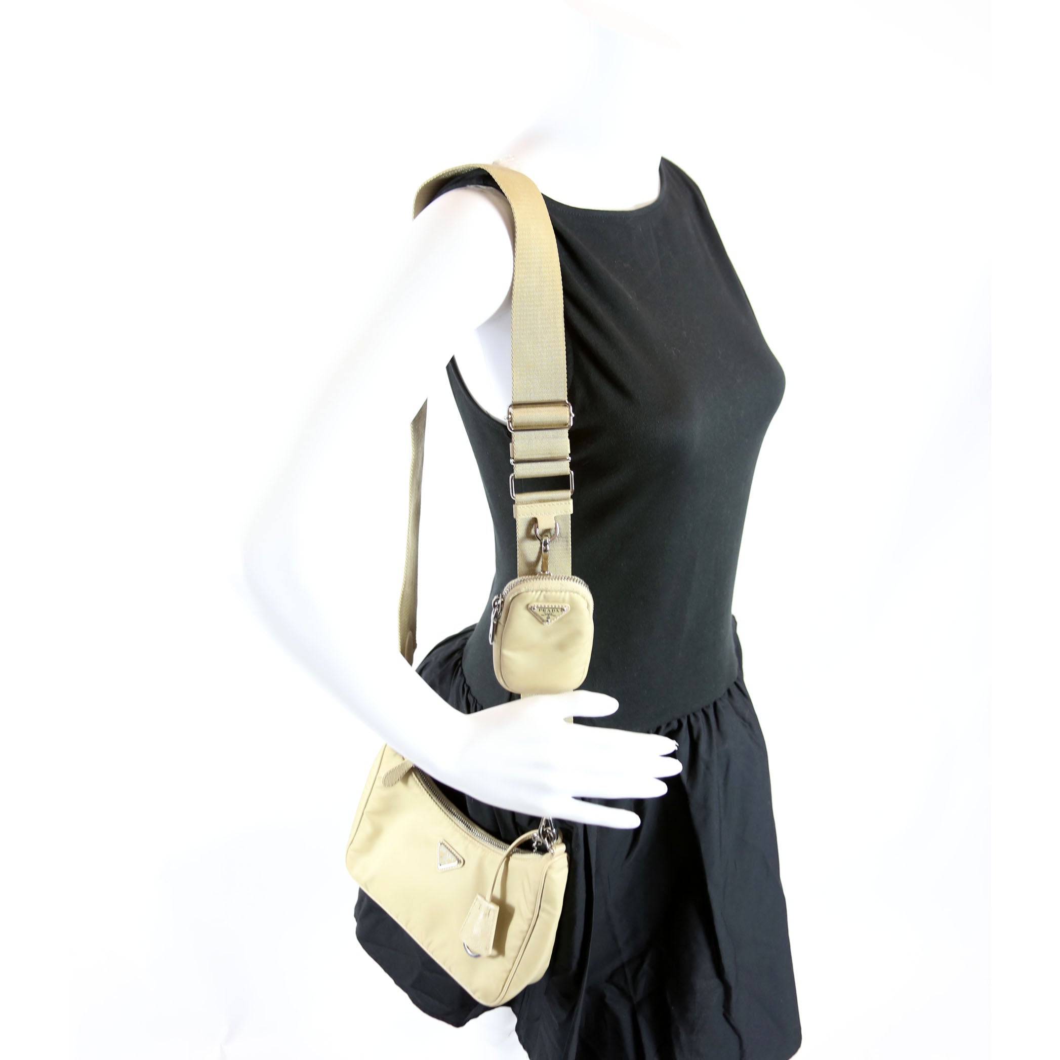 Prada 1BH204 Nylon Re-Edition 2005 Shoulder Bag Sand