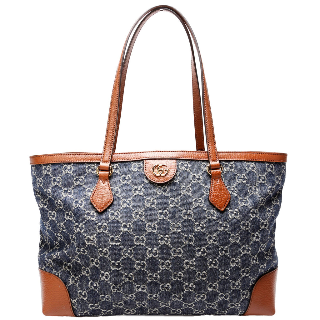 631685 Ophidia GG Denim Tote Blue/Brown