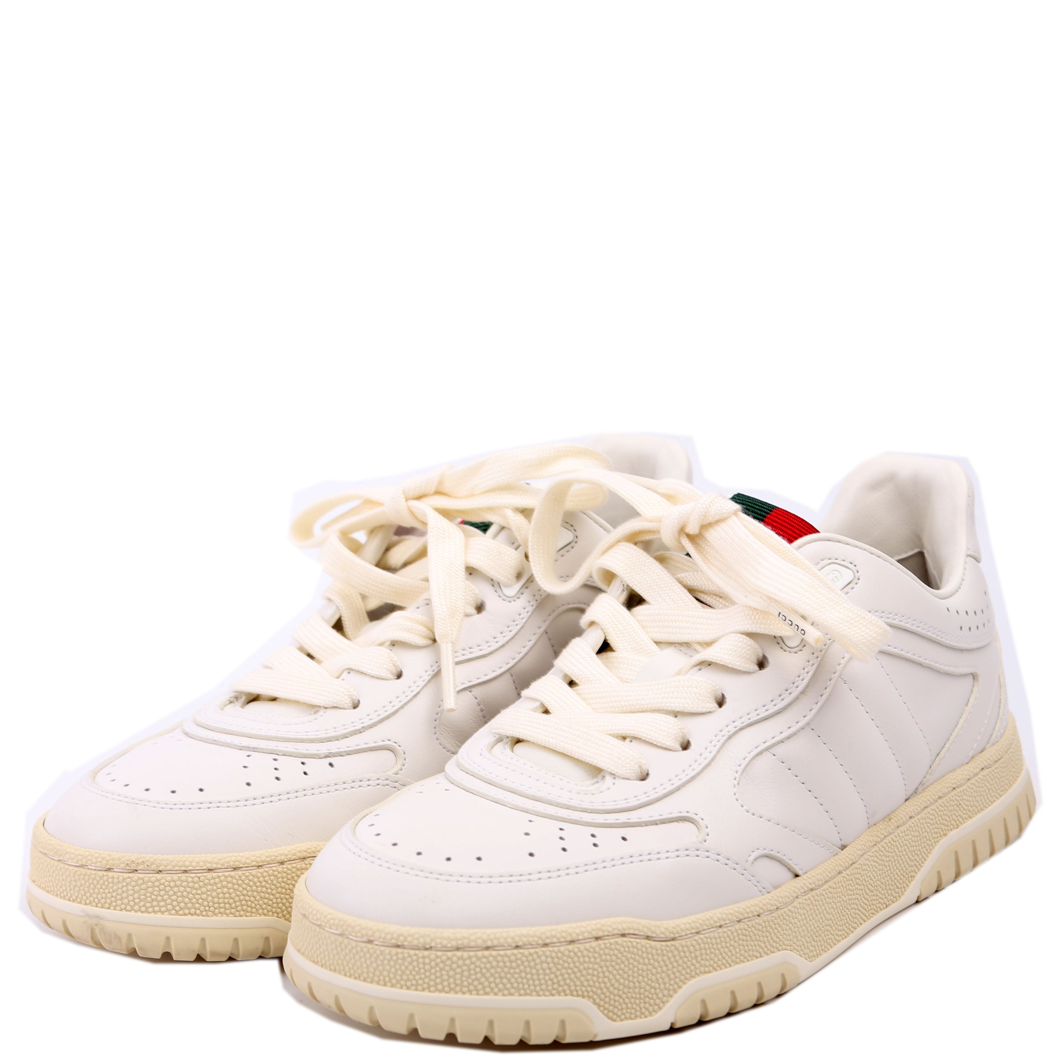 Gucci Re-Web Leather Sneakers Size 36 White