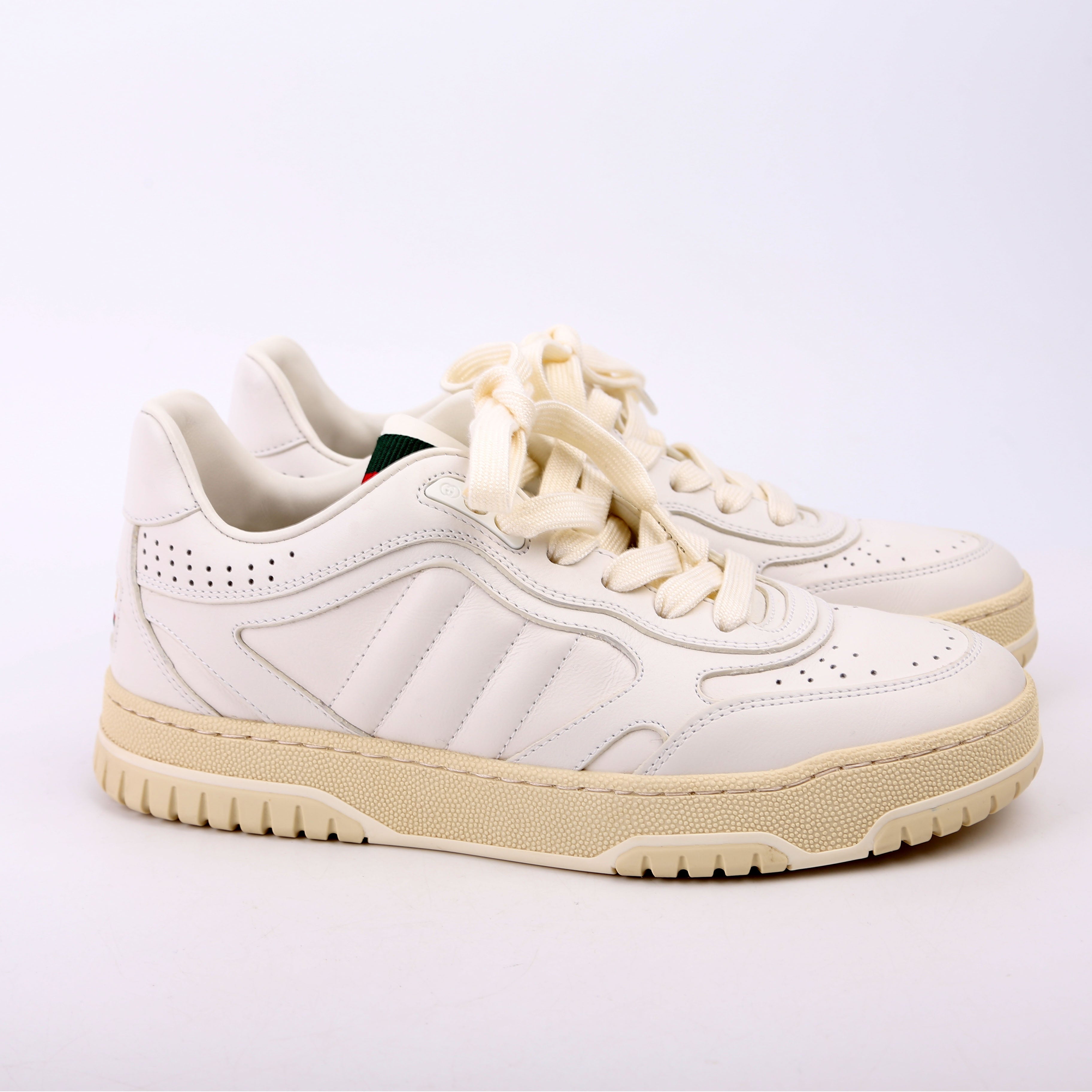 Gucci Re-Web Leather Sneakers Size 36 White