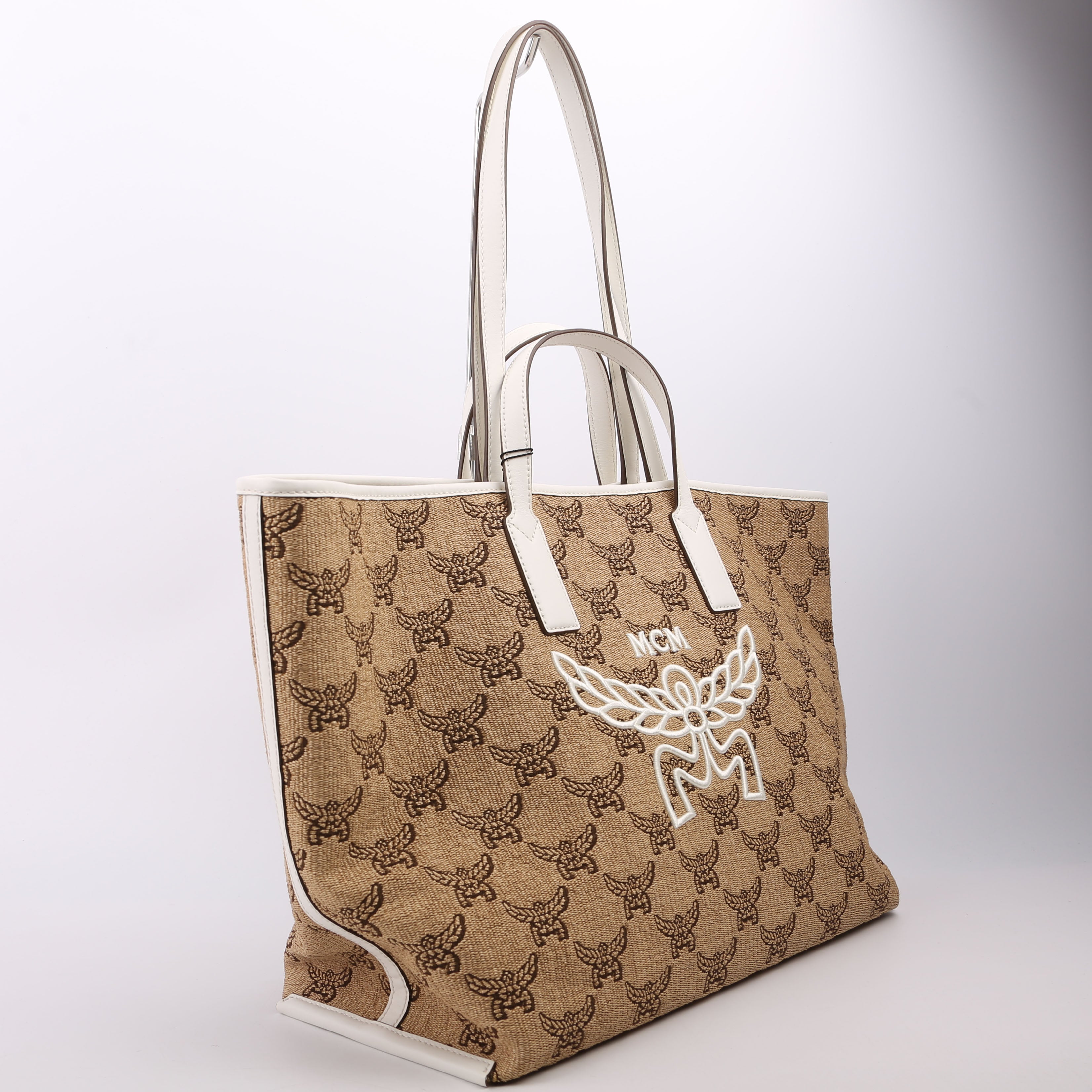 Lauretos Himmel Raffia Shopper Tan/White