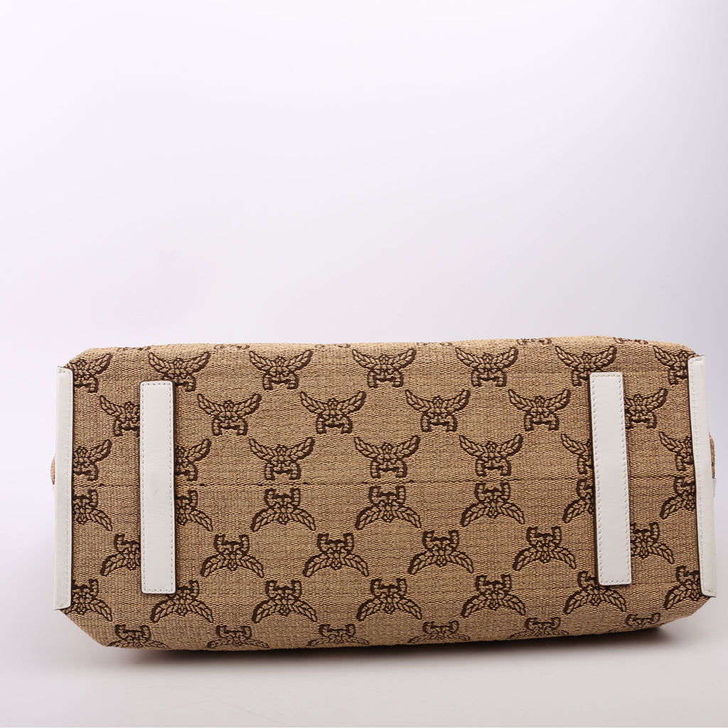 Lauretos Himmel Raffia Shopper Tan/White