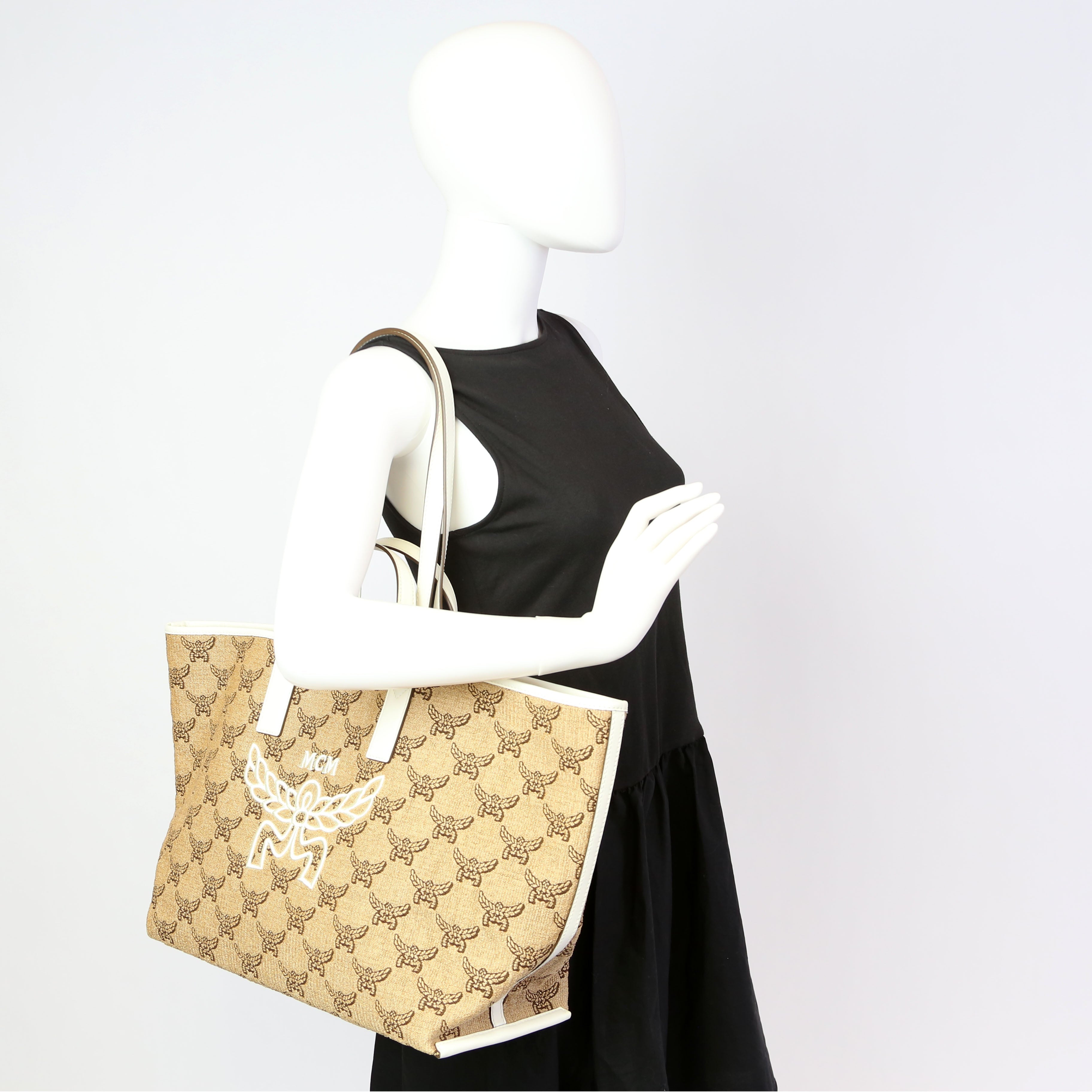 Lauretos Himmel Raffia Shopper Tan/White
