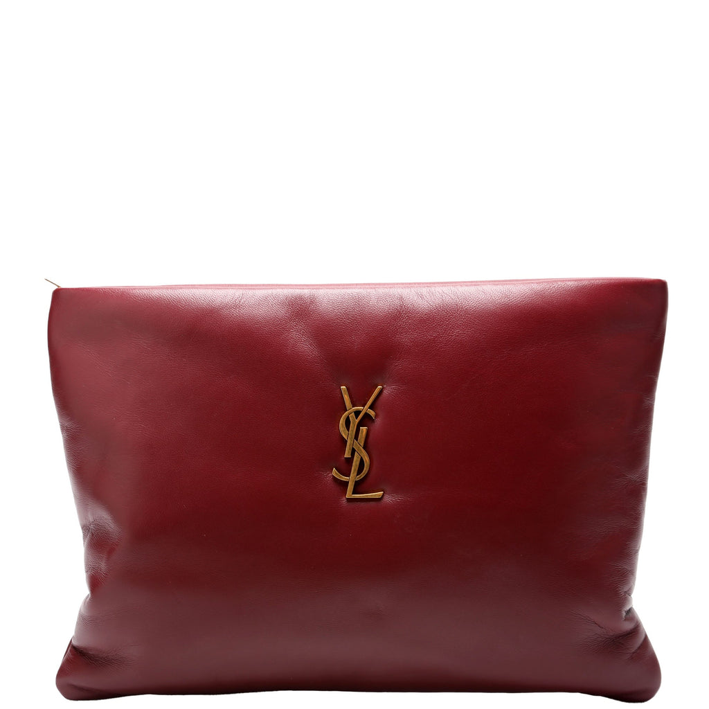 SAINT LAURENT 778943 Calypso Large Pouch Lambskin Burgundy