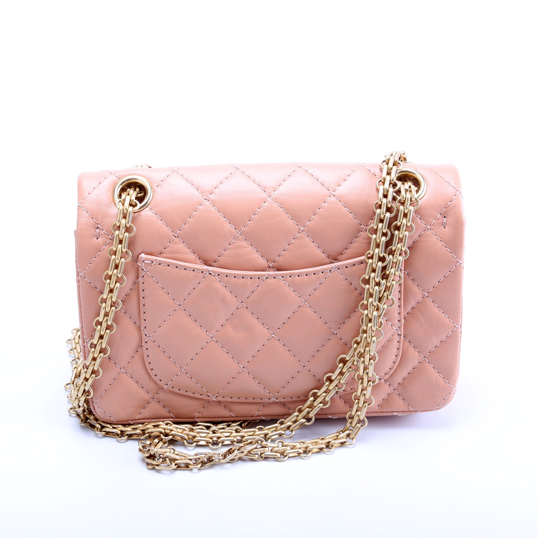 2.55 Reissue Mini Flap Aged Calfskin RFID Peach
