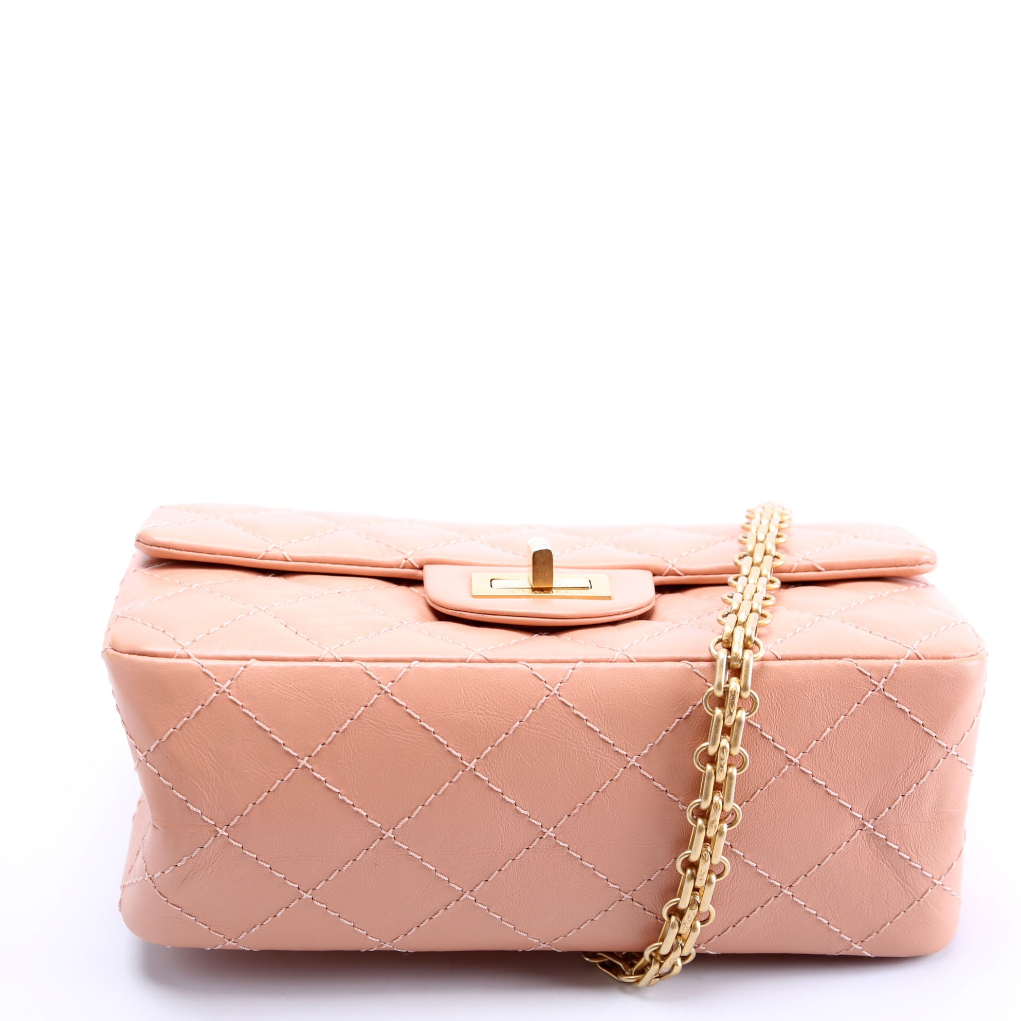 2.55 Reissue Mini Flap Aged Calfskin RFID Peach