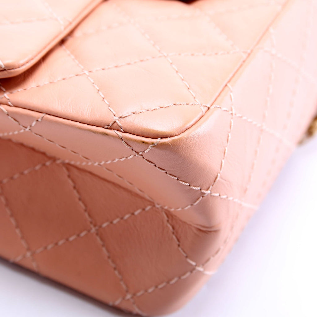2.55 Reissue Mini Flap Aged Calfskin RFID Peach