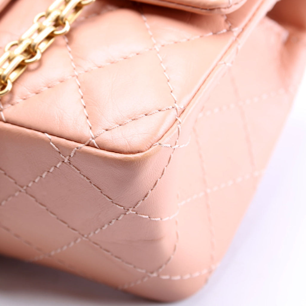 2.55 Reissue Mini Flap Aged Calfskin RFID Peach
