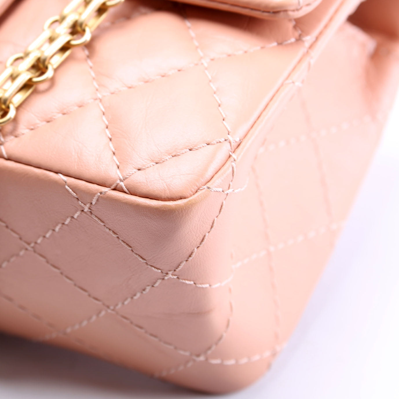 2.55 Reissue Mini Flap Aged Calfskin RFID Peach
