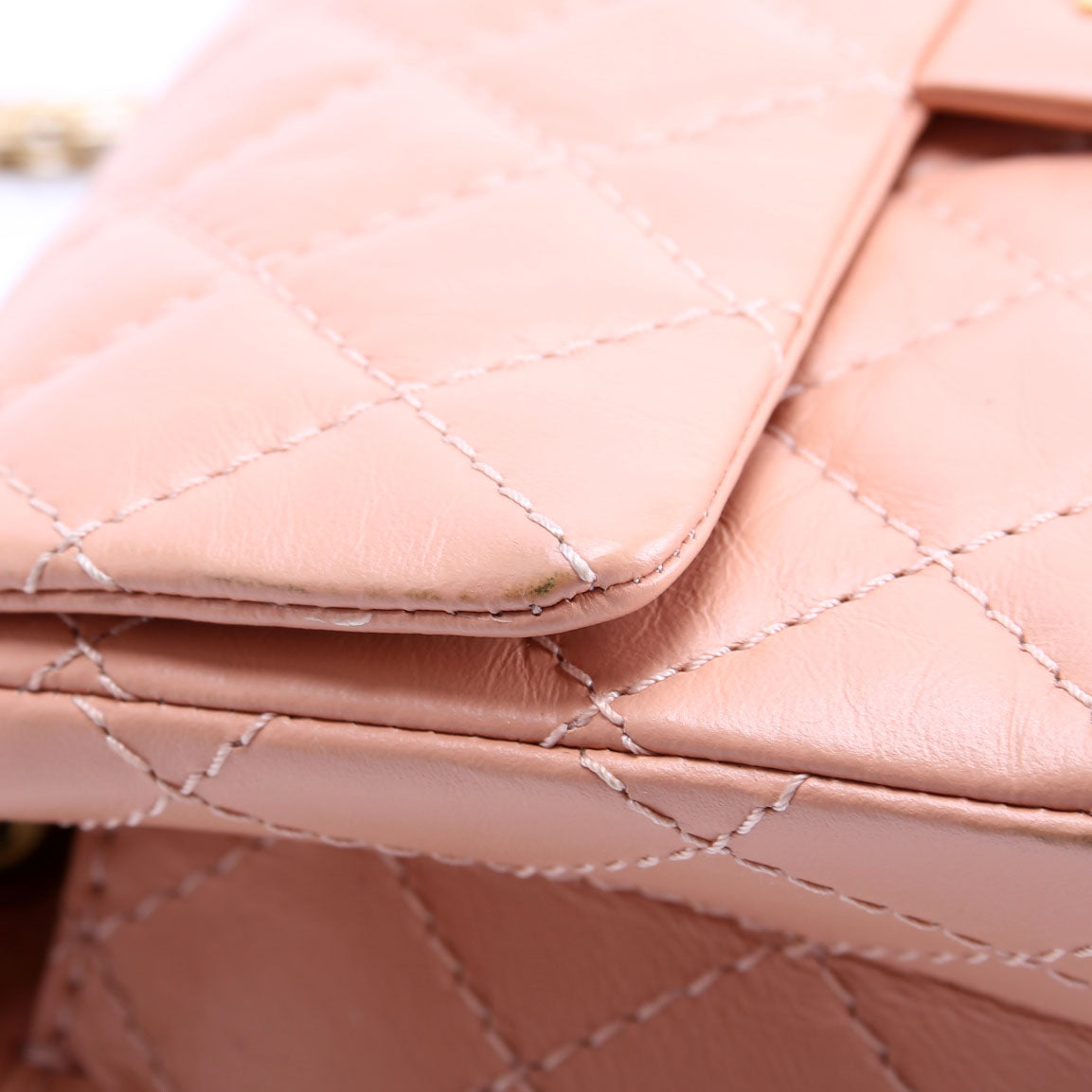 2.55 Reissue Mini Flap Aged Calfskin RFID Peach