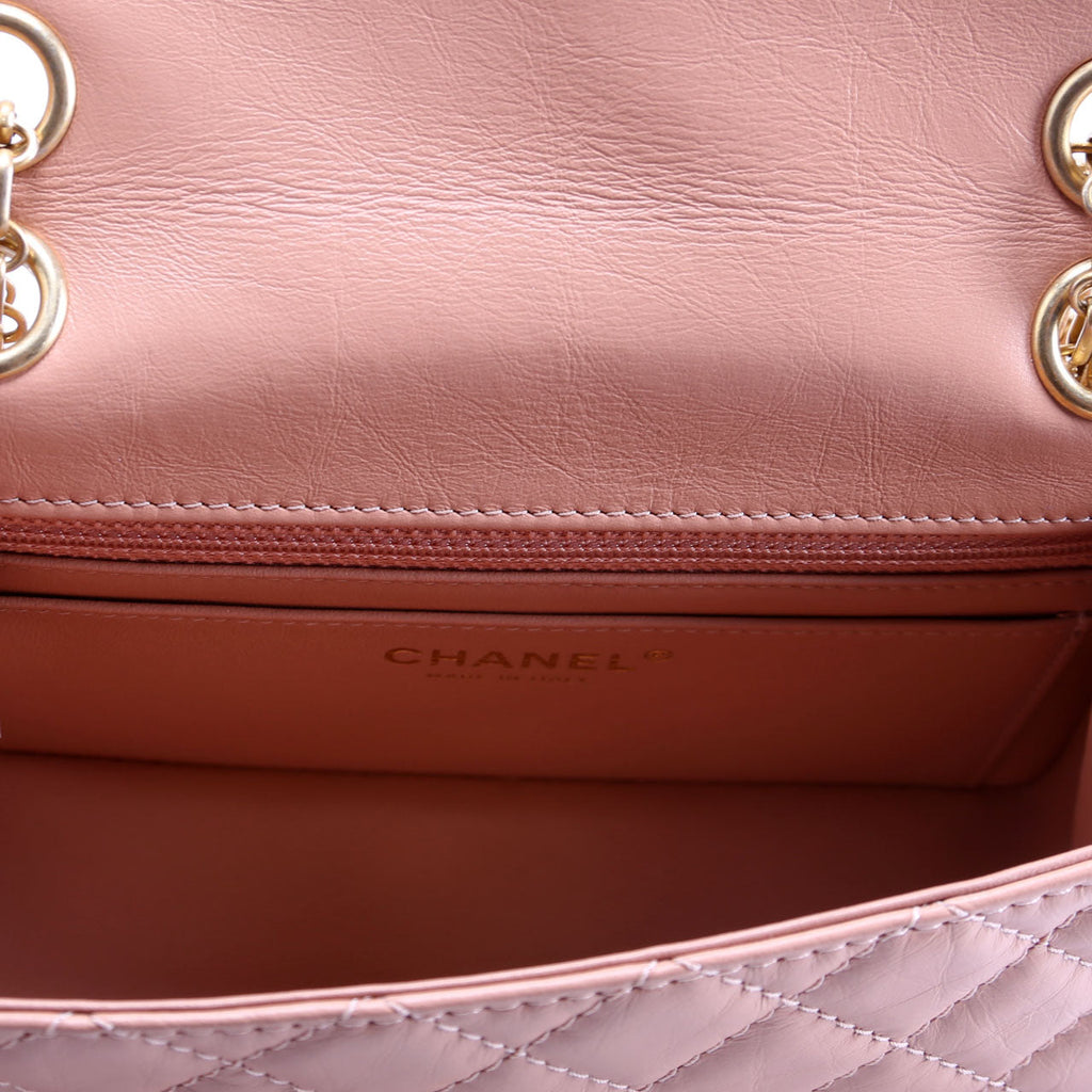 2.55 Reissue Mini Flap Aged Calfskin RFID Peach