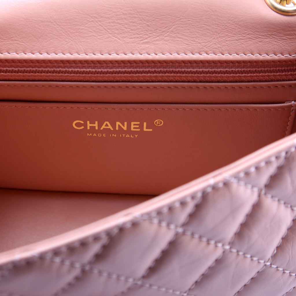 2.55 Reissue Mini Flap Aged Calfskin RFID Peach