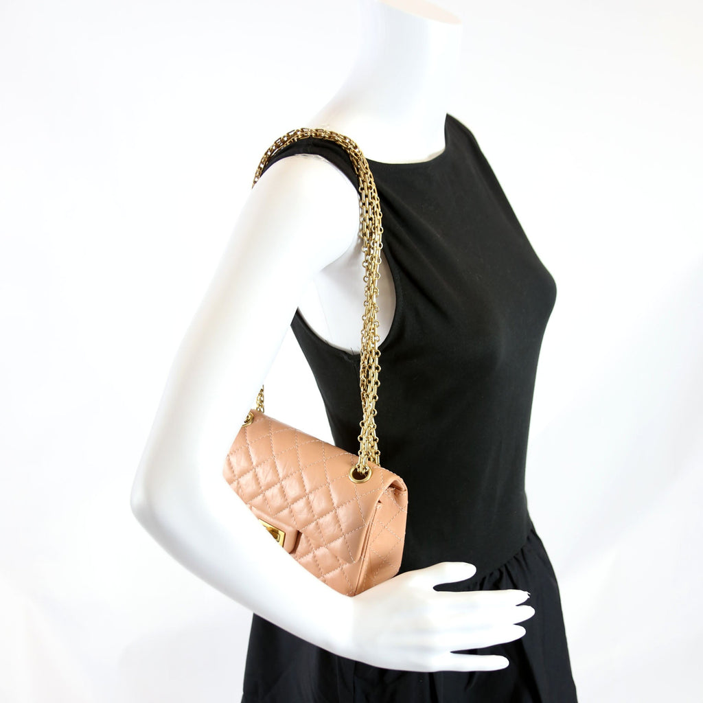 2.55 Reissue Mini Flap Aged Calfskin RFID Peach