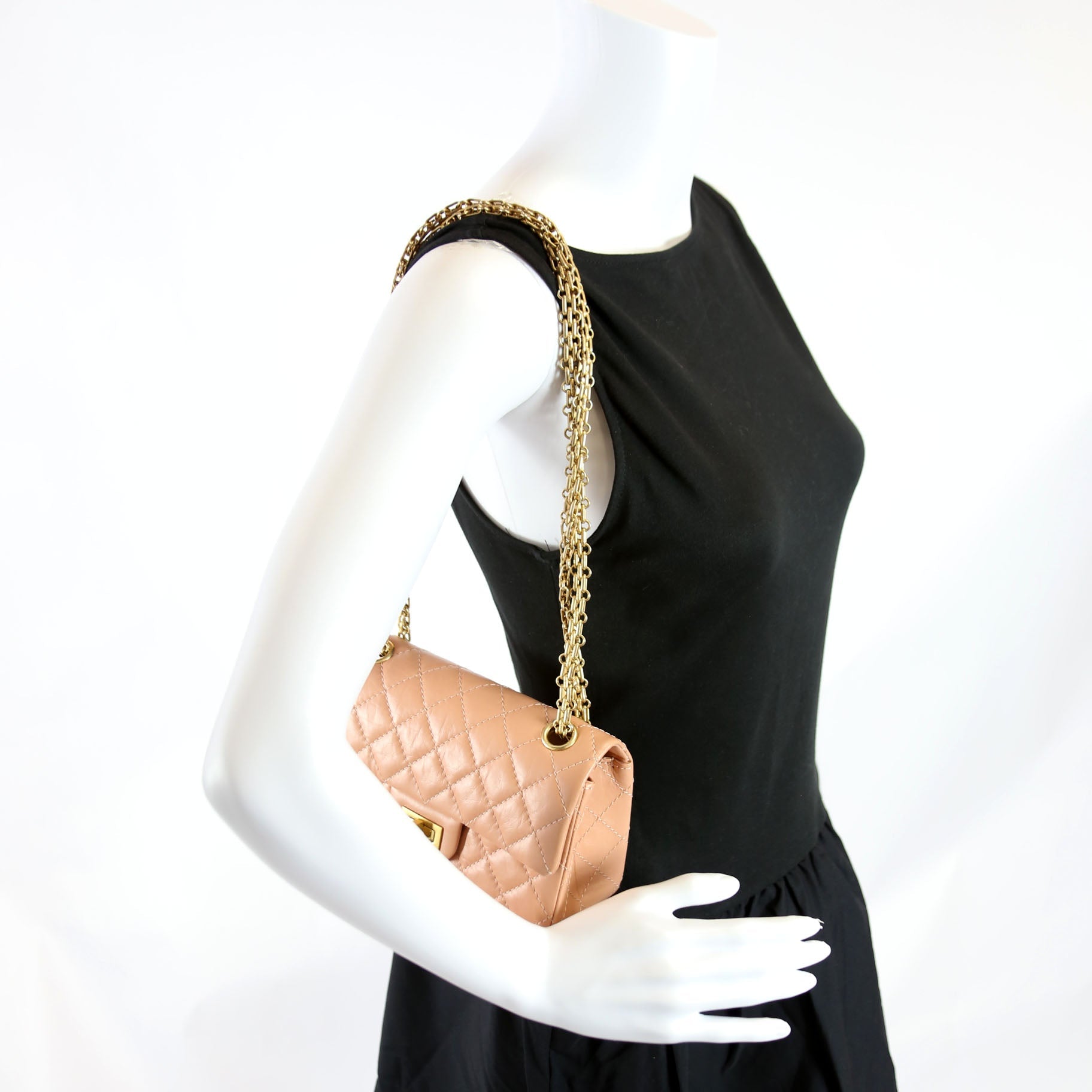 2.55 Reissue Mini Flap Aged Calfskin RFID Peach
