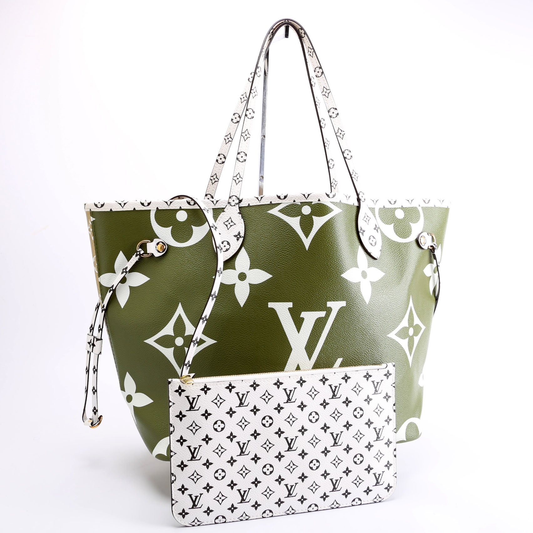 Neverfull With Wallet MM Giant Monogram Green/Beige