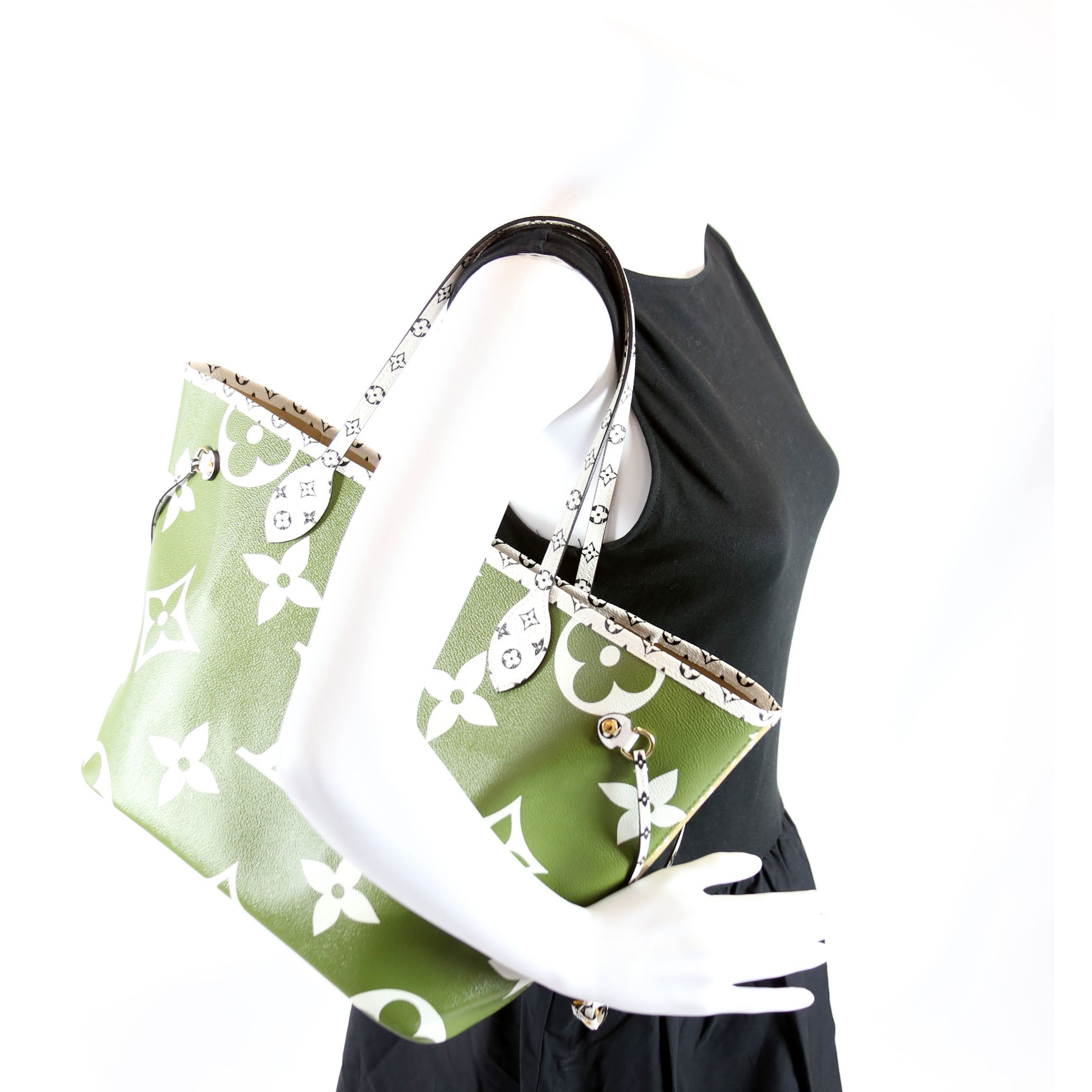 Neverfull With Wallet MM Giant Monogram Green/Beige