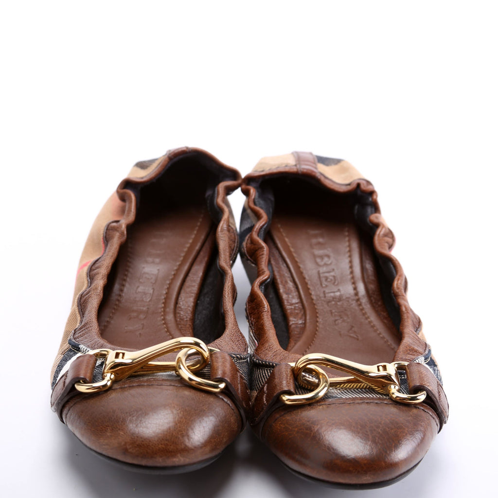 Check Elastic Ballet Flats Size 36.5
