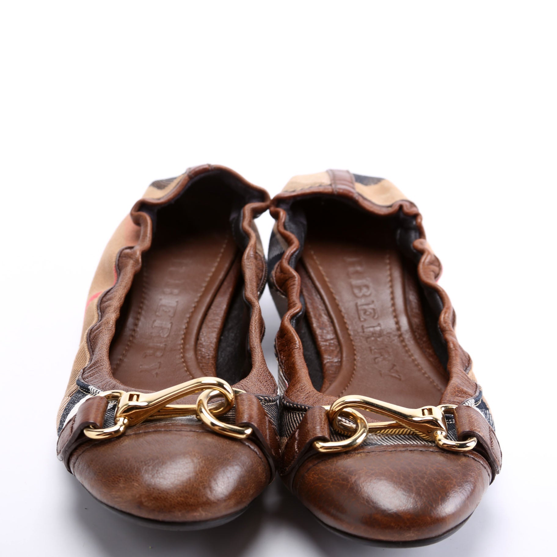 Check Elastic Ballet Flats Size 36.5