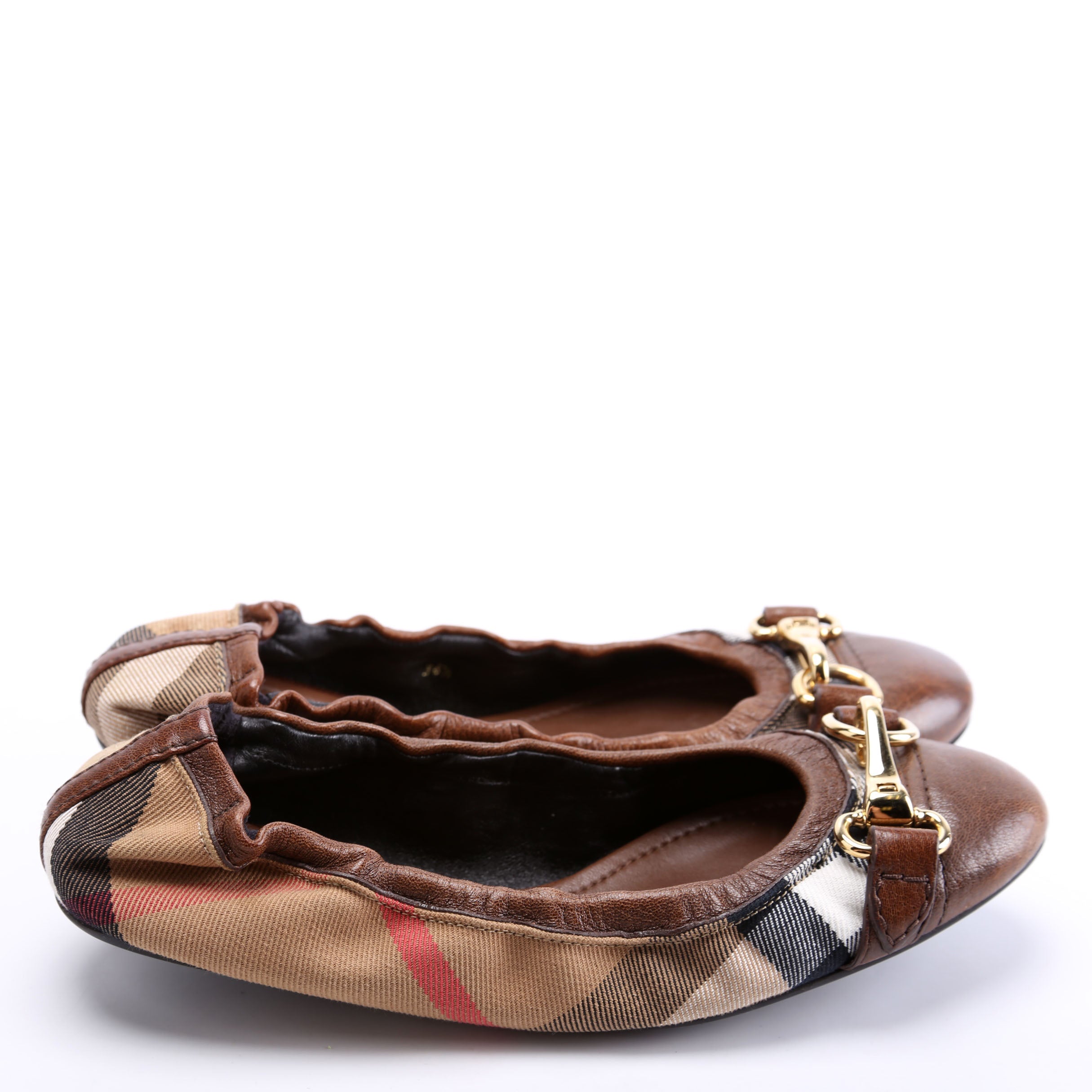 Check Elastic Ballet Flats Size 36.5