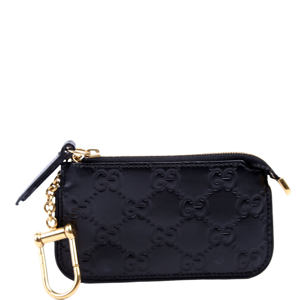 447964 GG Leather Key Pouch Black